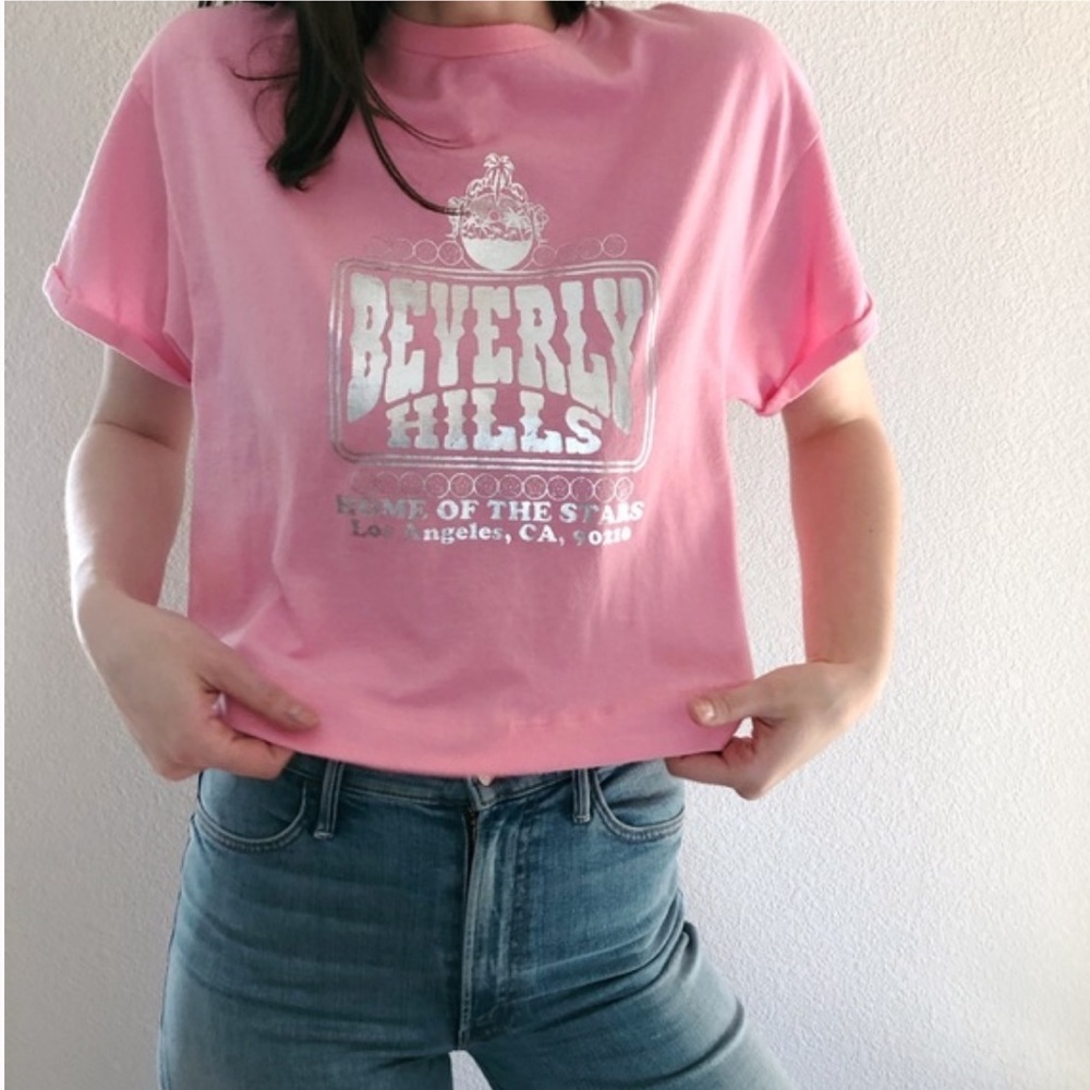 Neema California Beverly Hills Boxy Crop Tee Pink Medium Nordstrom